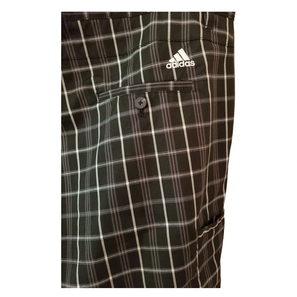 Adidas Shorts Plaid Black White Men's Size 38 Inseam 11 in